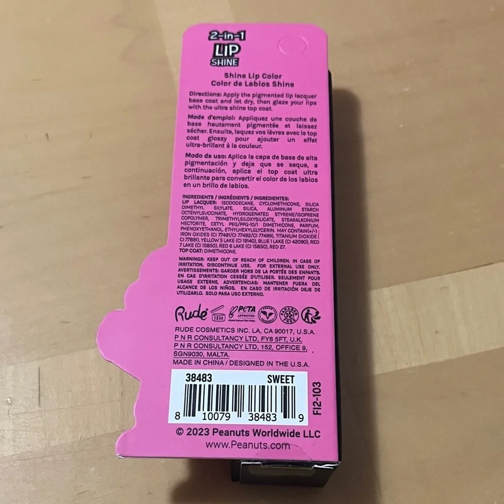 RUDE 2-in-1 Lip Shine with Peanuts Character